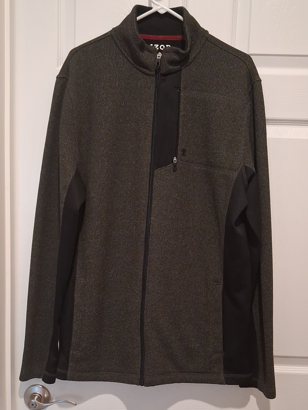 Izod Olive Green and Black Lightweight Full-Zip Jacket